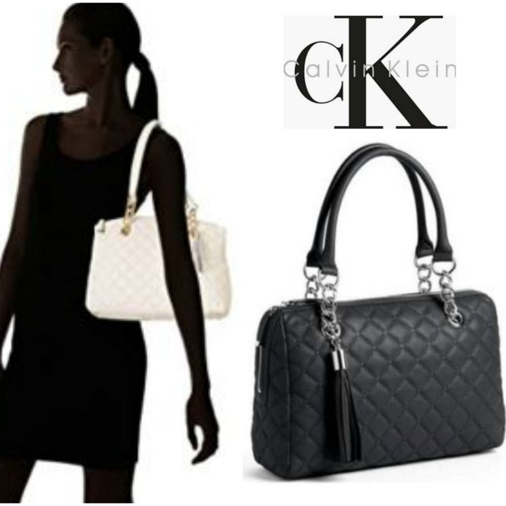 New Calvin Klein Geneva Quilted Satchel Bag